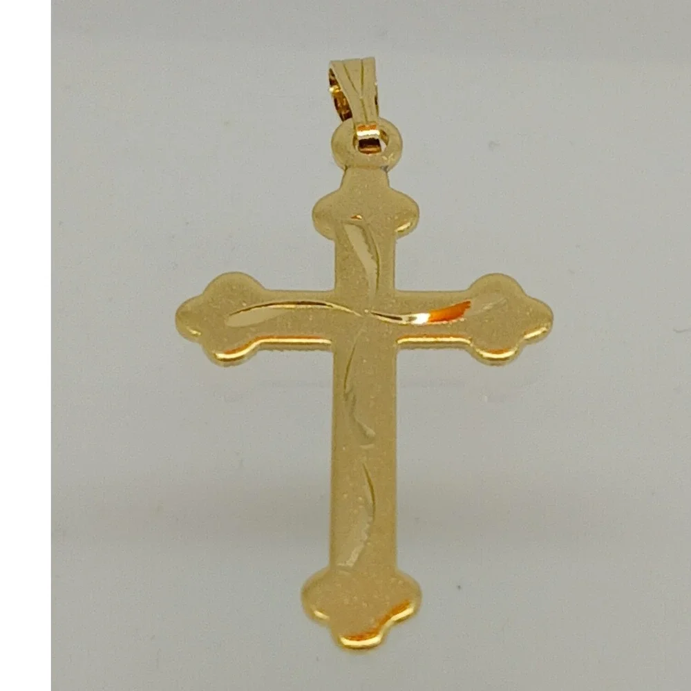 Karatbond Vintage Gold Y2K Diamond Cut Cross Necklace Pendant Made USA NOS New